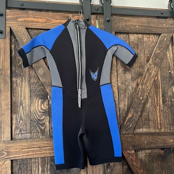 HO Sports Neoprene Diving Swim Wetsuit Blue, Black & Gray Junior's Sz-12 - Picture 3 of 6